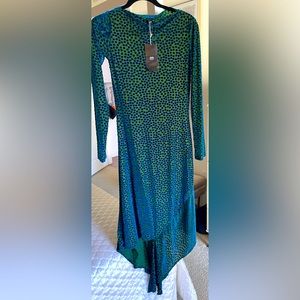 NWT ZARA boat neck polka dot velvet asymmetrical dress
